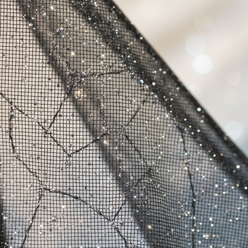 Black mesh glitter