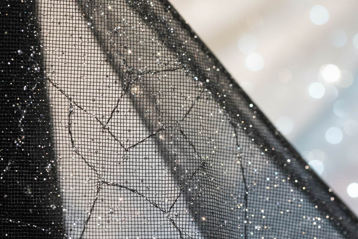 Black mesh glitter 